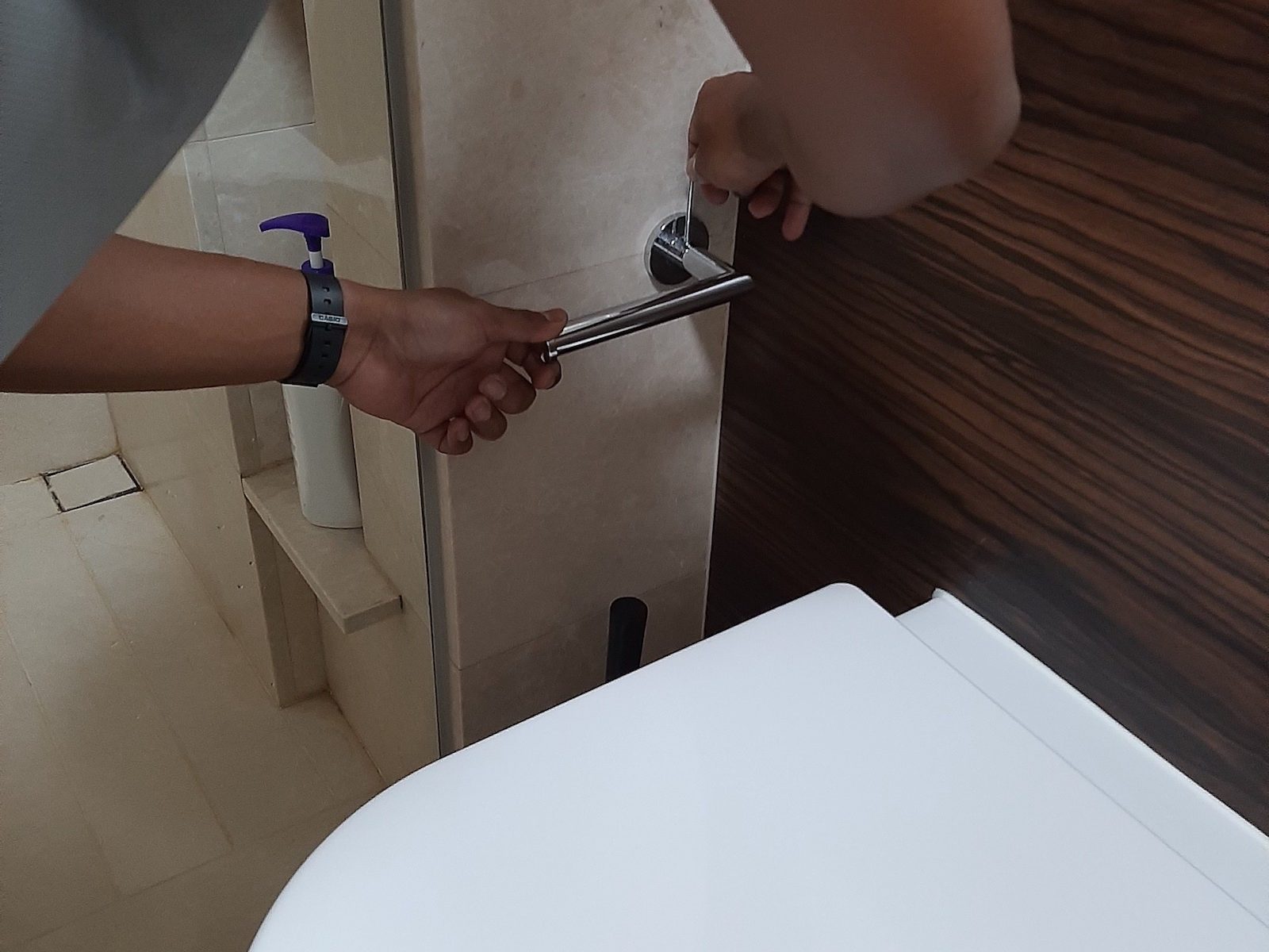 toilet holder installation 2