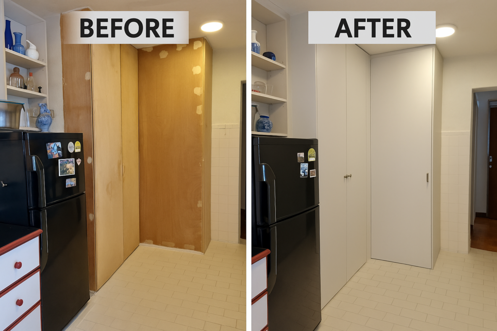 carpentry work before after - done by fixinguru singapore
