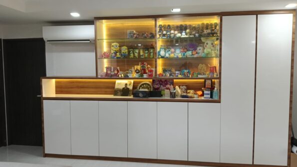 remove shelving unit from cabinet display unit - carpentry work singapore